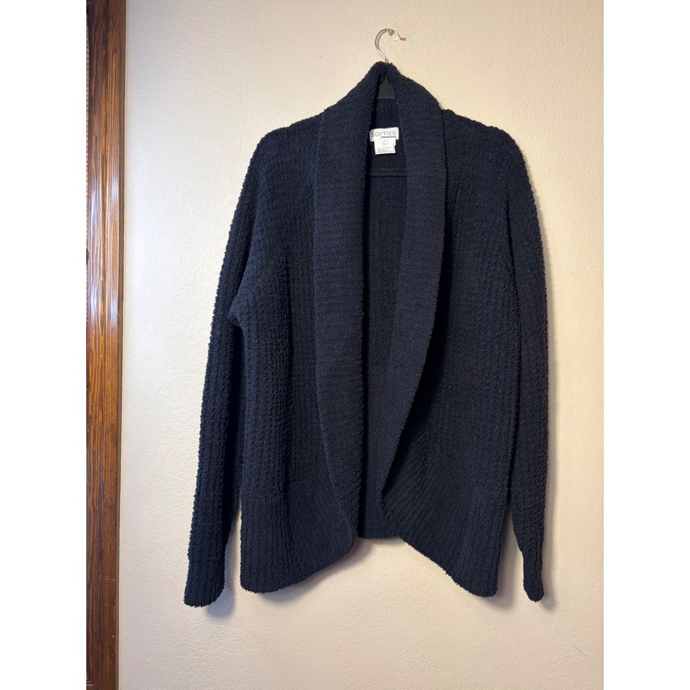 Softies Solid Rib Marshmallow Cocoon Cardigan Sweater Black Size 2X/3X